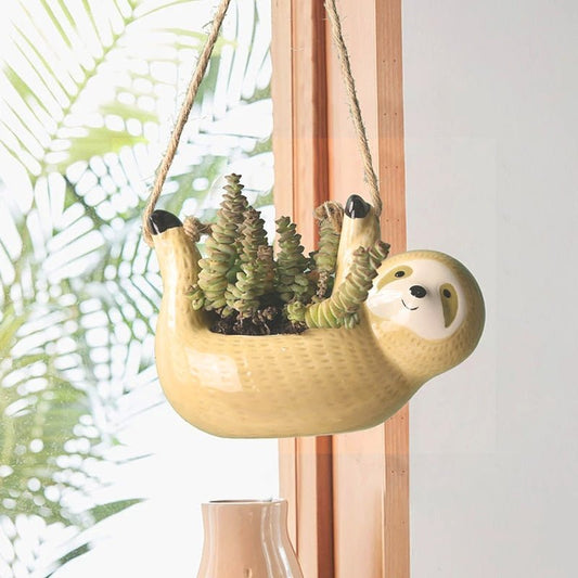 Adorable Sloth Hanging Planter - High Street Cottage