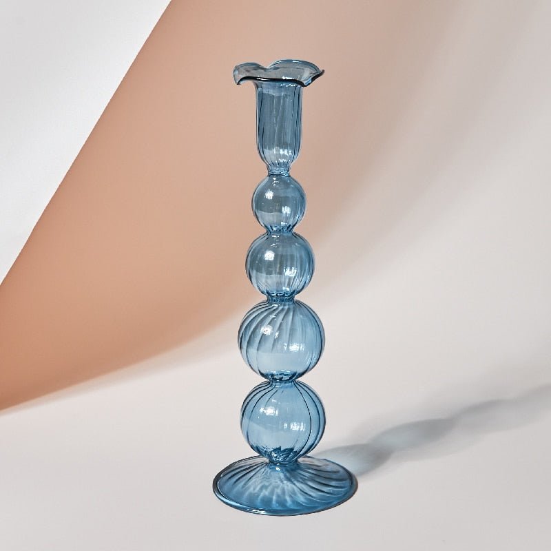 Artistic Glass Colored Taper Candle Holders - High Street Cottage