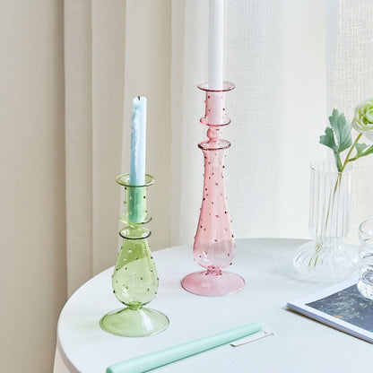 Artistic Glass Colored Taper Candle Holders - High Street Cottage