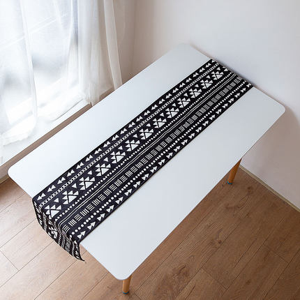 Black and White Boho Geometric Table Runner - High Street Cottage