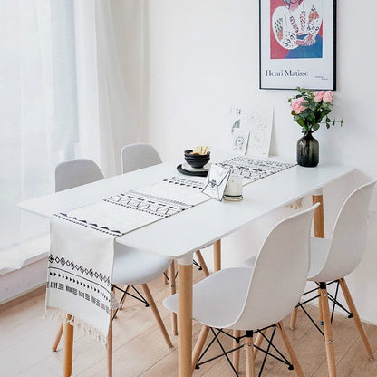 Black and White Boho Geometric Table Runner - High Street Cottage