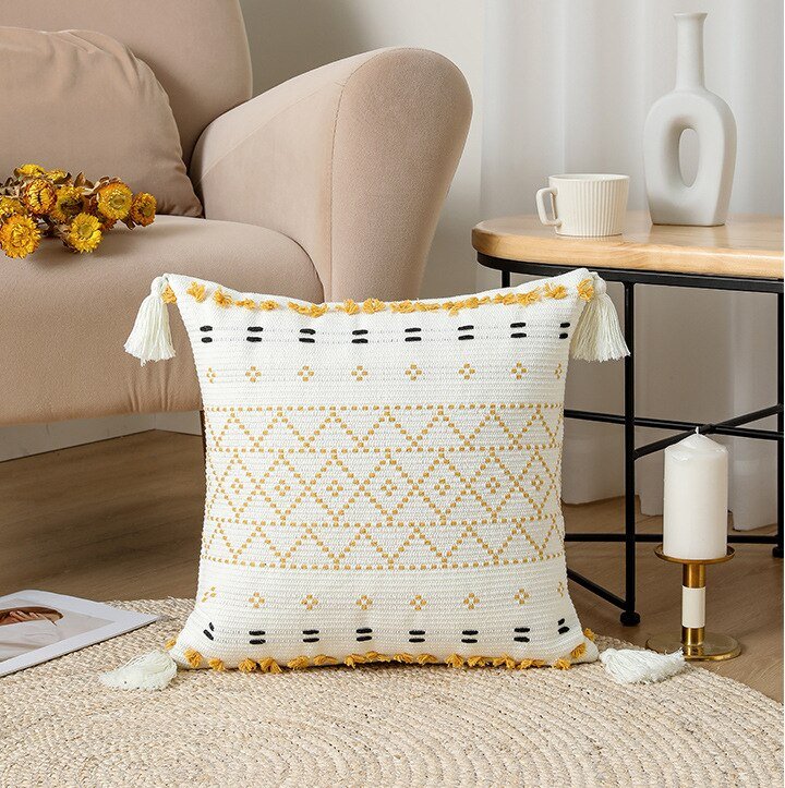 Boho Pillow Covers in Black and Mustard - High Street Cottage