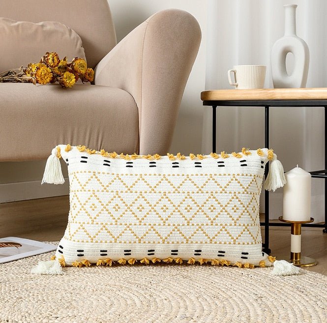 Boho Pillow Covers in Black and Mustard - High Street Cottage