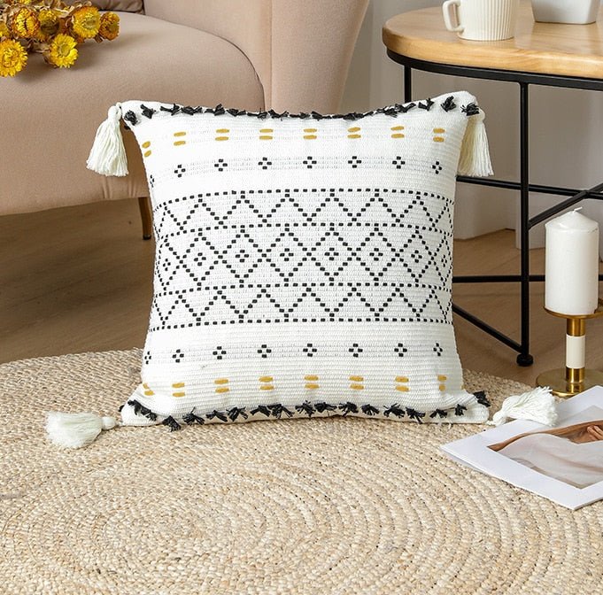 Boho Pillow Covers in Black and Mustard - High Street Cottage