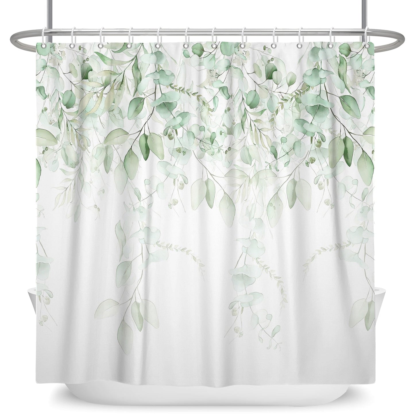 Botanical Shower Curtains with Hooks - Greens and Blues - High Street Cottage