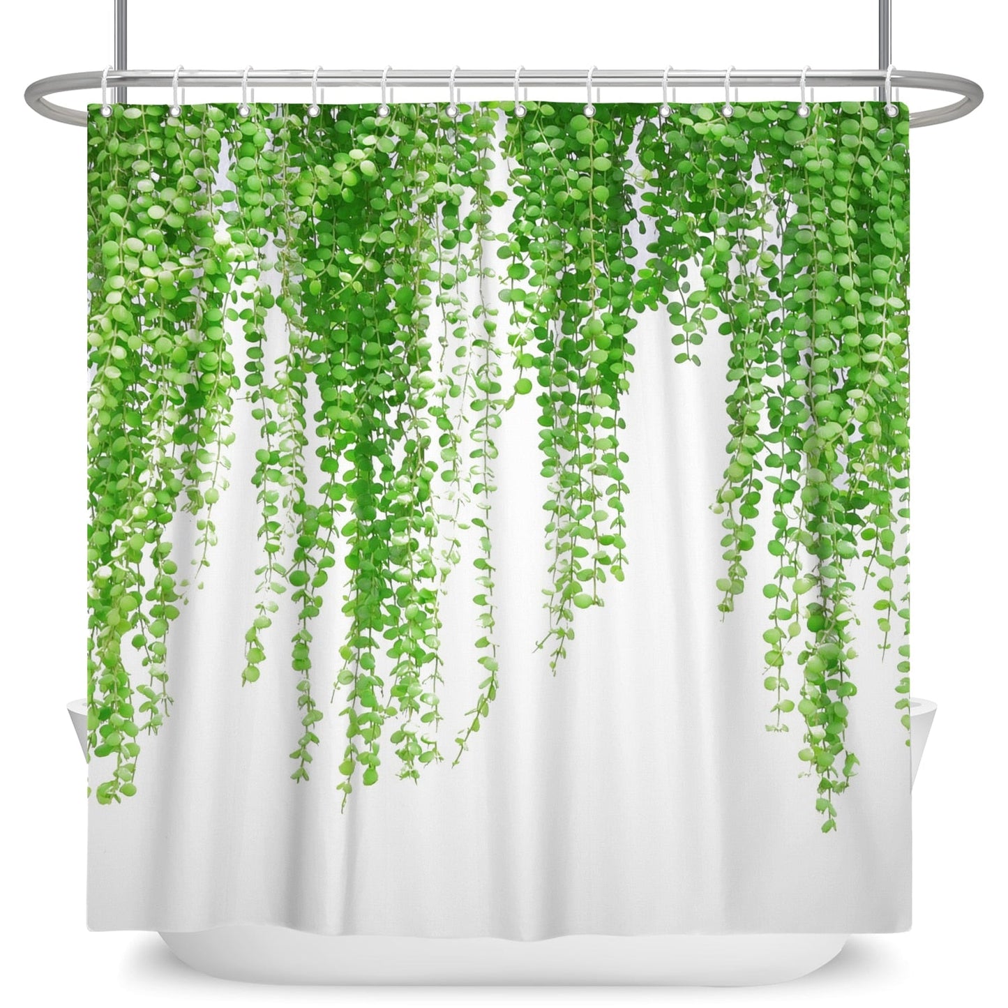 Botanical Shower Curtains with Hooks - Greens and Blues - High Street Cottage