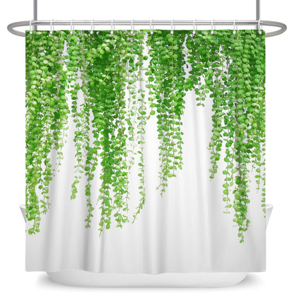 Botanical Shower Curtains with Hooks - Greens and Blues - High Street Cottage