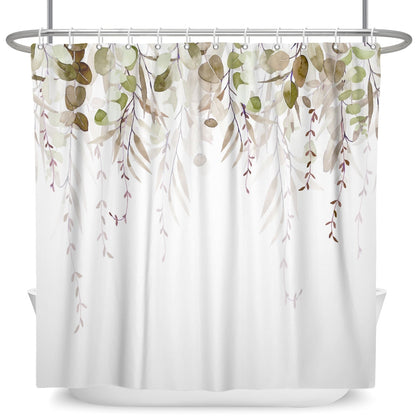 Botanical Shower Curtains with Hooks - Greens and Blues - High Street Cottage