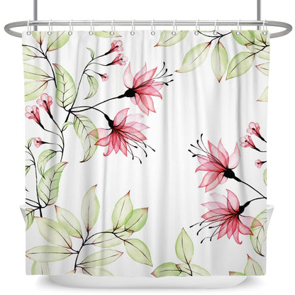 Botanical Shower Curtains with Hooks - Greens and Blues - High Street Cottage