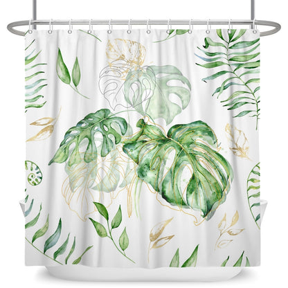 Botanical Shower Curtains with Hooks - Greens and Blues - High Street Cottage