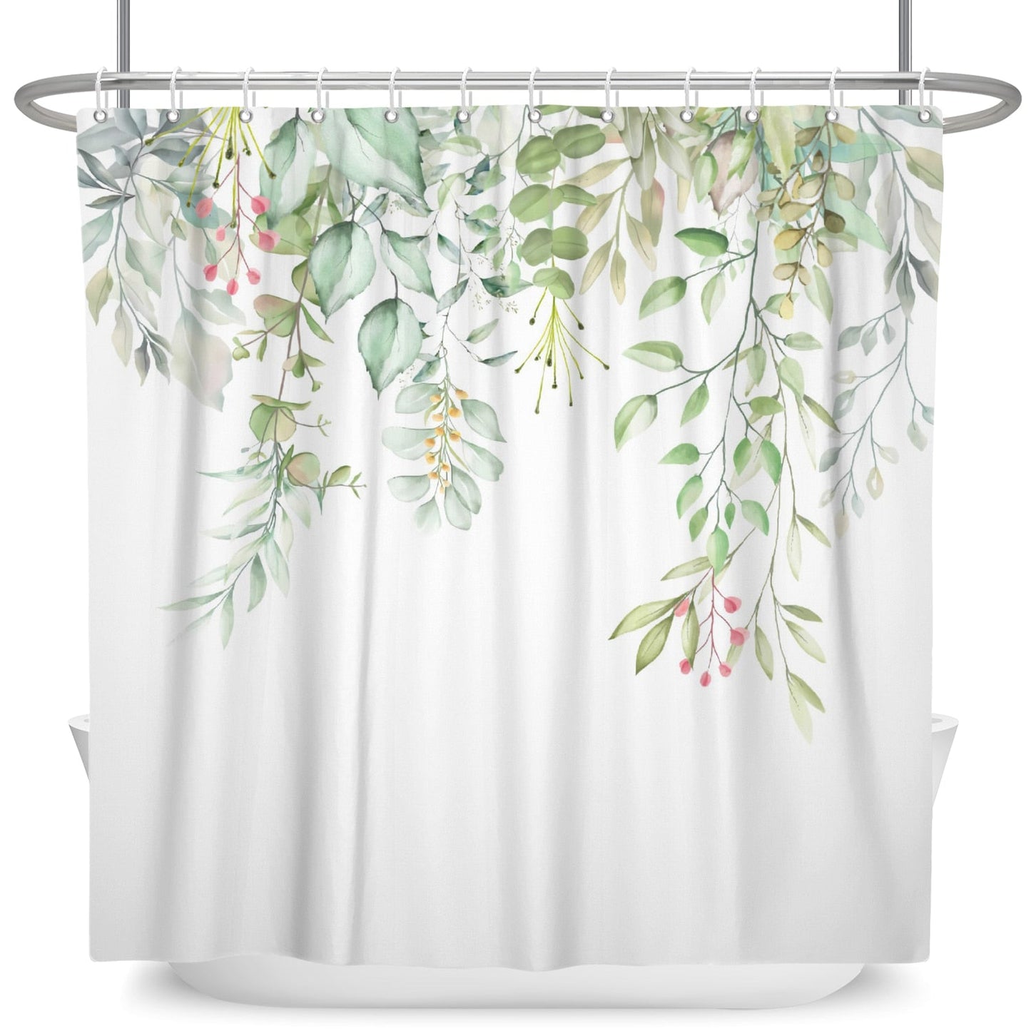 Botanical Shower Curtains with Hooks - Greens and Blues - High Street Cottage