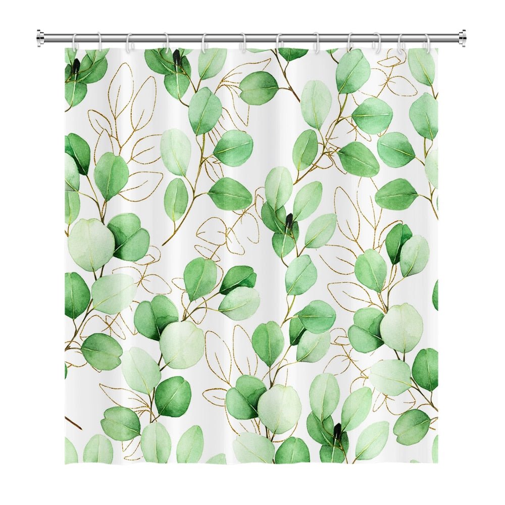 Botanical Shower Curtains with Hooks - Greens and Blues - High Street Cottage