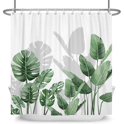 Botanical Shower Curtains with Hooks - Greens and Blues - High Street Cottage