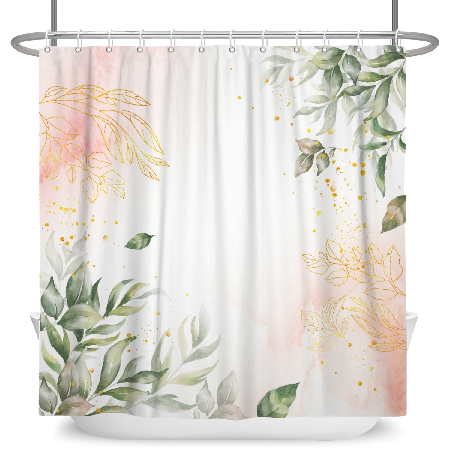 Botanical Shower Curtains with Hooks - Greens and Blues - High Street Cottage