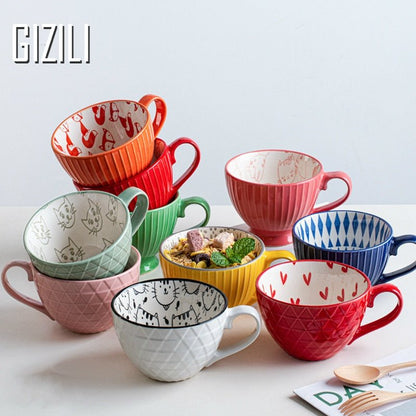 Bright Ceramic Mugs with Cute Patterned Interiors - High Street Cottage