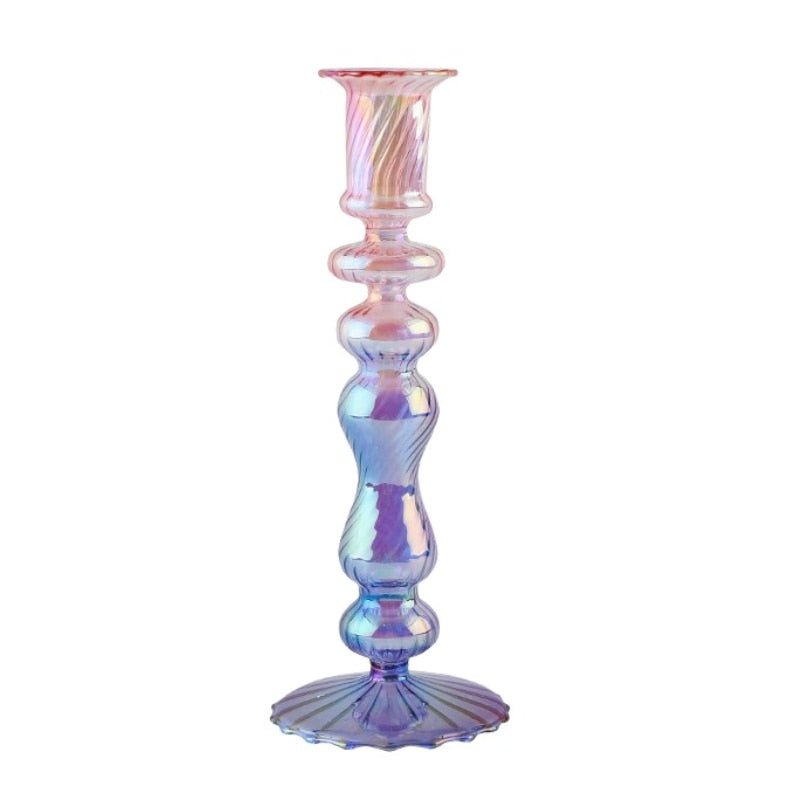 Bright Iridescent Glass Taper Candle Holders - High Street Cottage