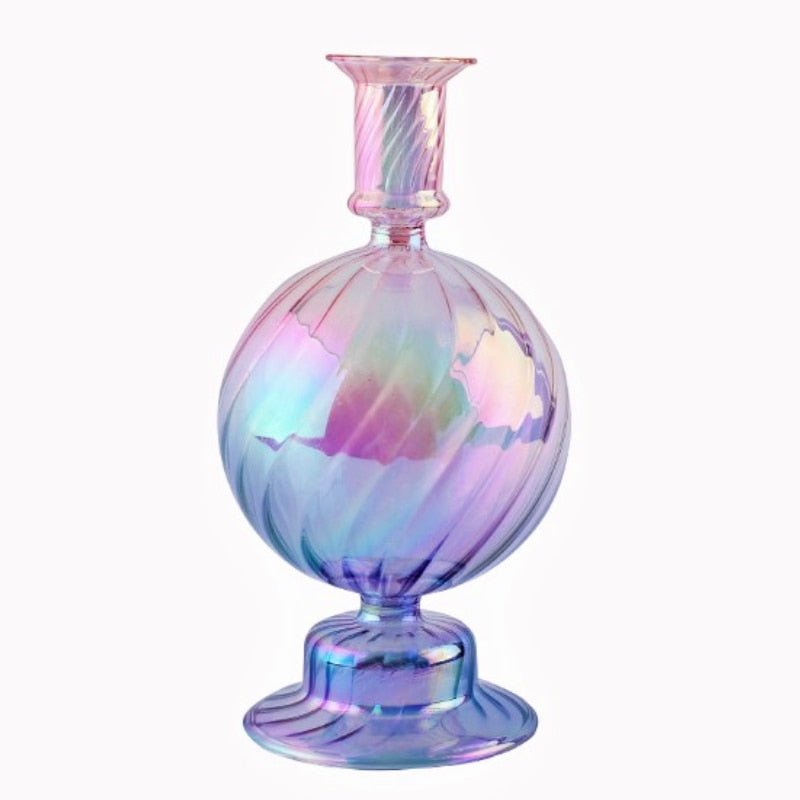 Bright Iridescent Glass Taper Candle Holders - High Street Cottage