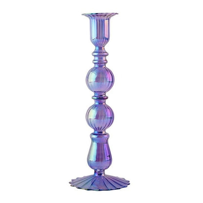 Bright Iridescent Glass Taper Candle Holders - High Street Cottage