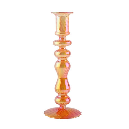 Bright Iridescent Glass Taper Candle Holders - High Street Cottage