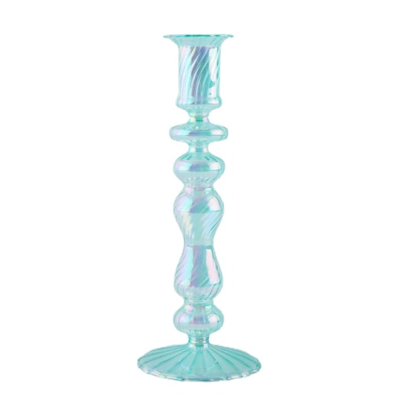 Bright Iridescent Glass Taper Candle Holders - High Street Cottage