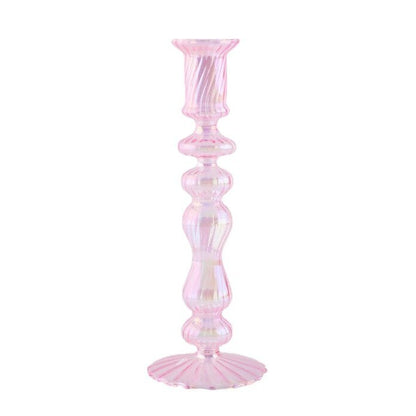 Bright Iridescent Glass Taper Candle Holders - High Street Cottage