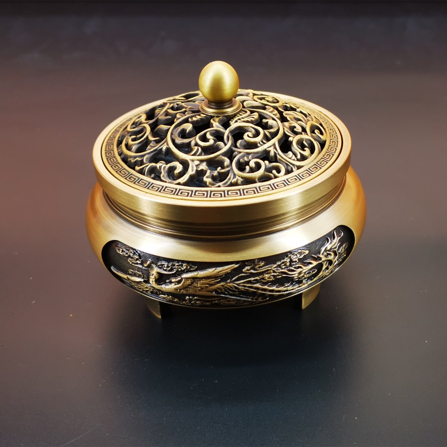 Carved Brass Incense Burner - High Street Cottage