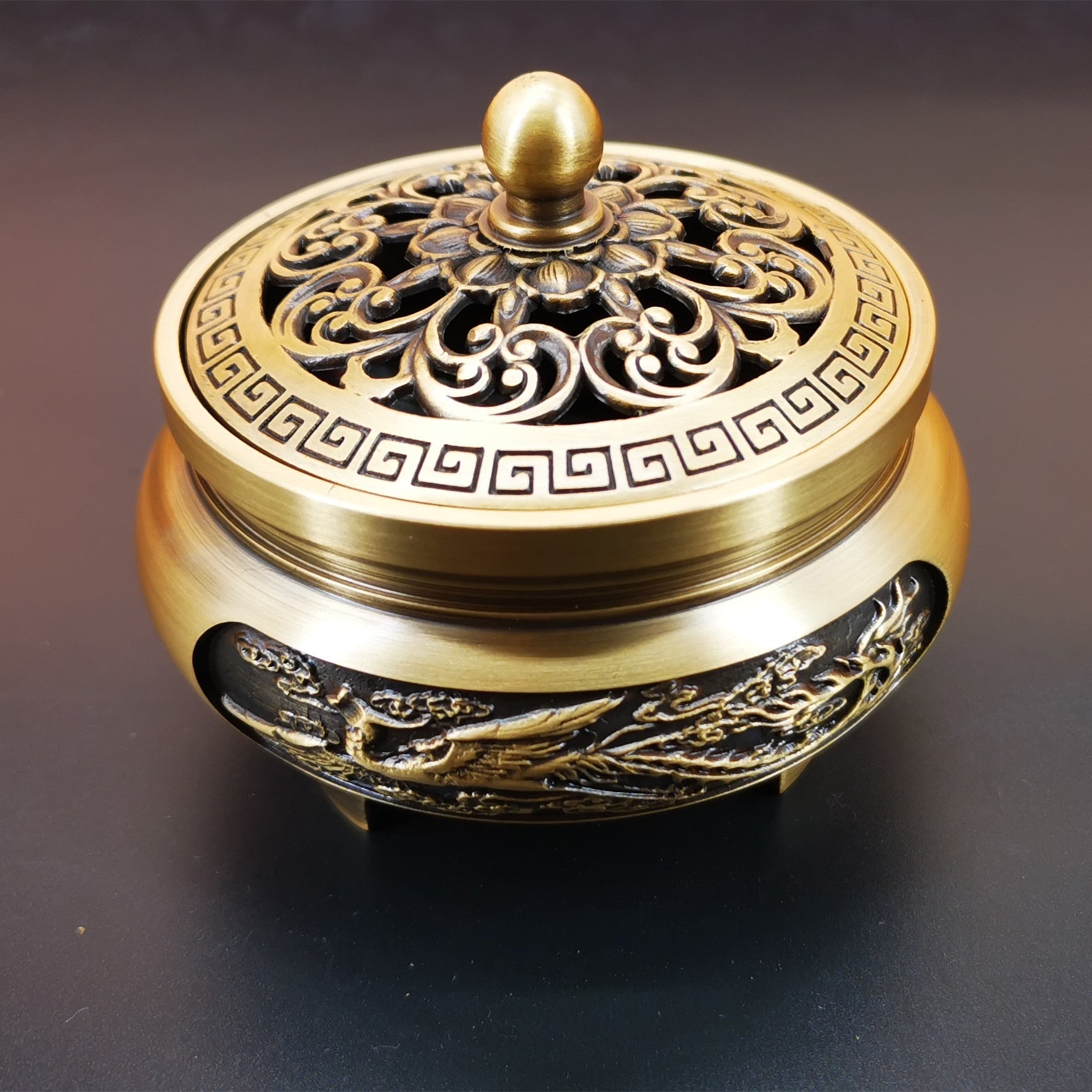 Carved Brass Incense Burner - High Street Cottage