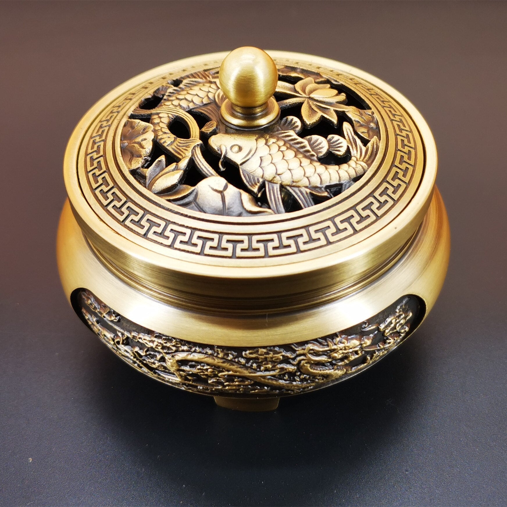 Carved Brass Incense Burner - High Street Cottage