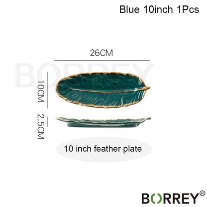 Ceramic Feather Dining or Trinket Trays - 3 colors - High Street Cottage