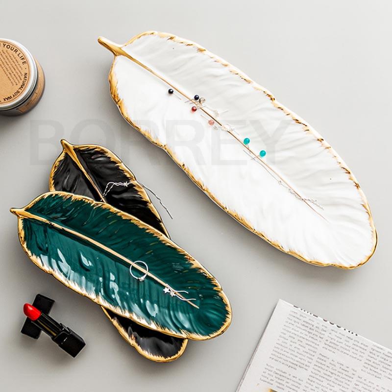 Ceramic Feather Dining or Trinket Trays - 3 colors - High Street Cottage
