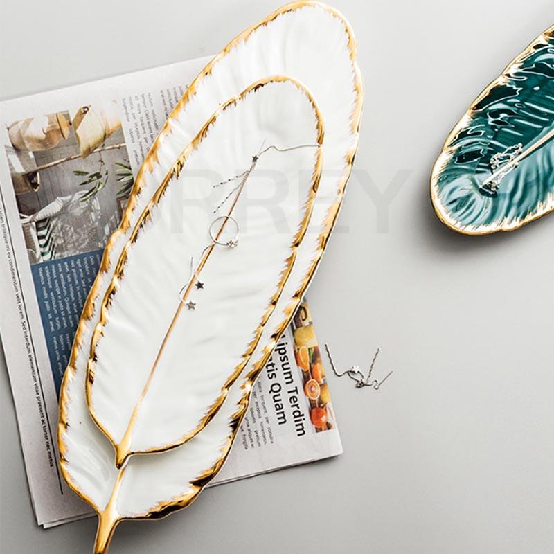 Ceramic Feather Dining or Trinket Trays - 3 colors - High Street Cottage
