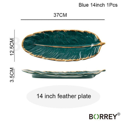 Ceramic Feather Dining or Trinket Trays - 3 colors - High Street Cottage