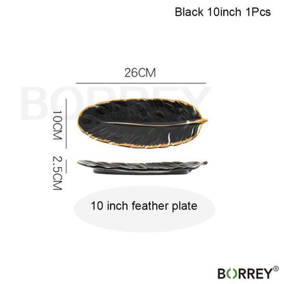 Ceramic Feather Dining or Trinket Trays - 3 colors - High Street Cottage