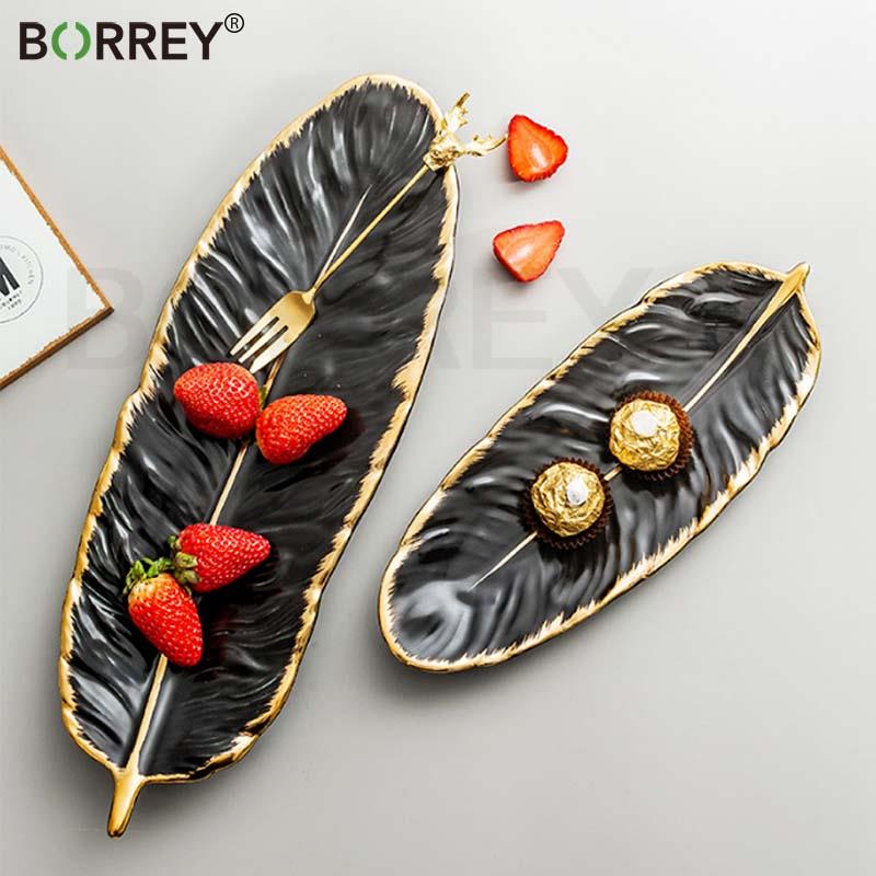 Ceramic Feather Dining or Trinket Trays - 3 colors - High Street Cottage