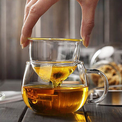 Cherry Blossom Glass Teacup with Infuser and Lid - High Street Cottage