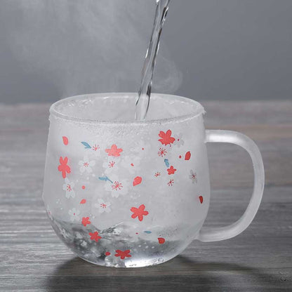 Cherry Blossom Glass Teacup with Infuser and Lid - High Street Cottage