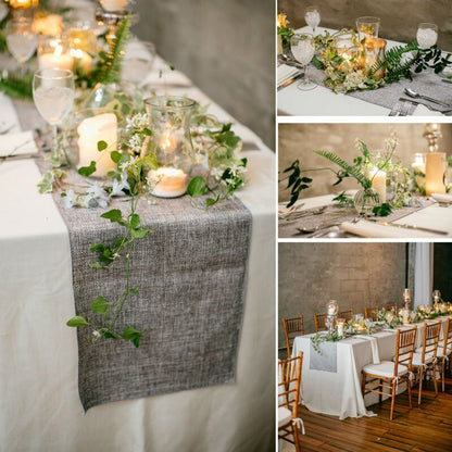 Classic Burlap Table Runner in Brown or Gray - High Street Cottage