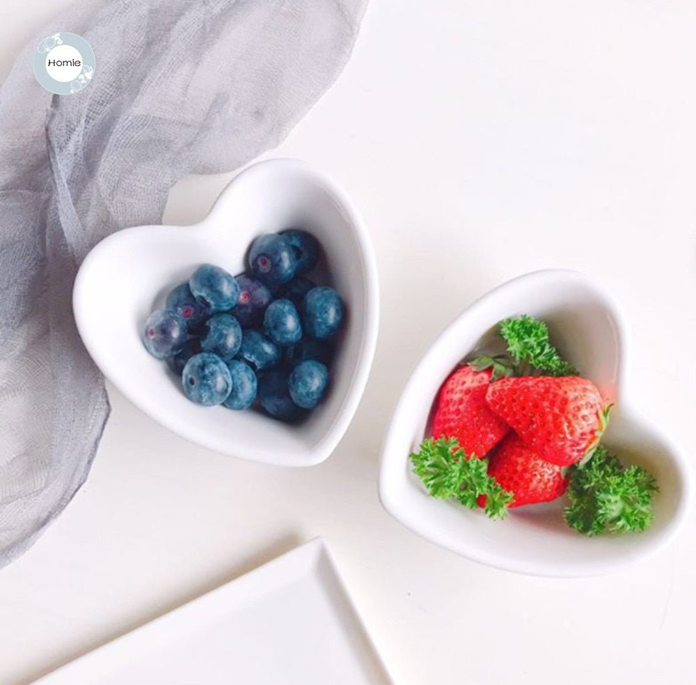 Cute Heart Shaped Snack or Trinket Dish - 4 Piece Set - High Street Cottage