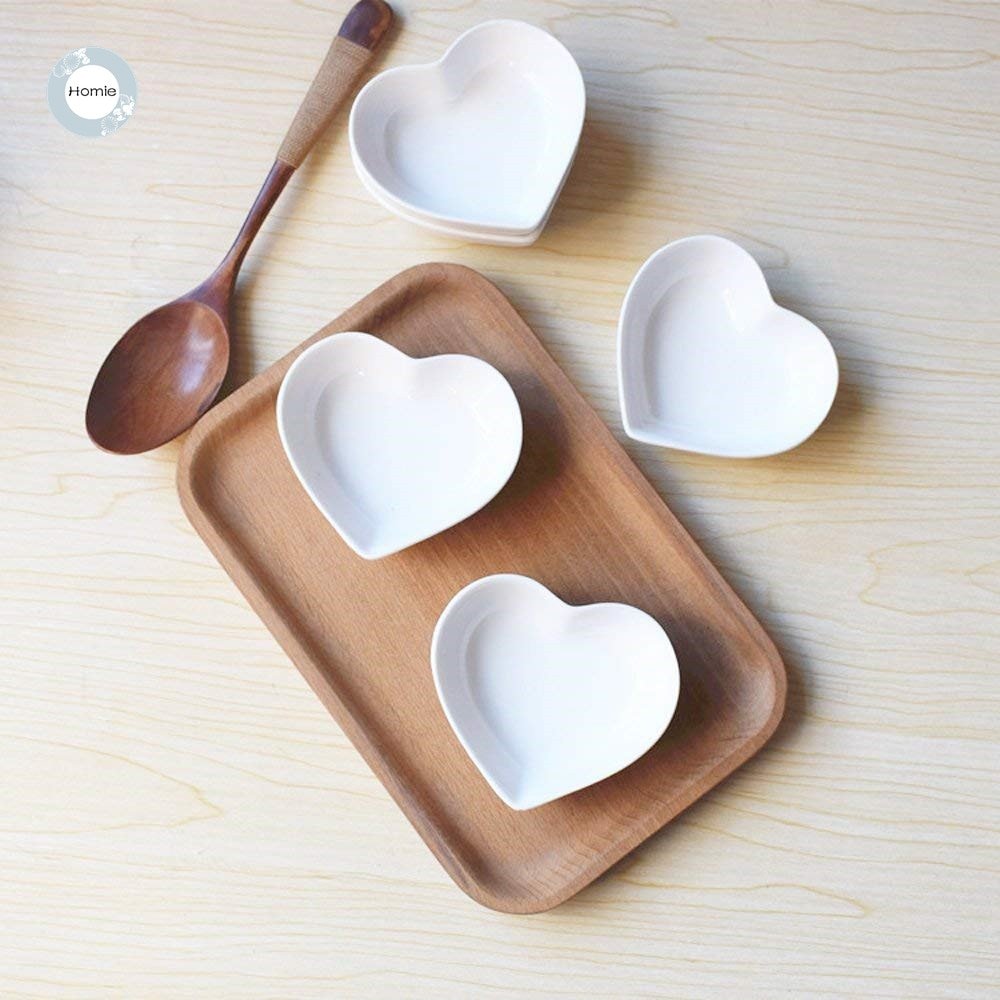 Cute Heart Shaped Snack or Trinket Dish - 4 Piece Set - High Street Cottage