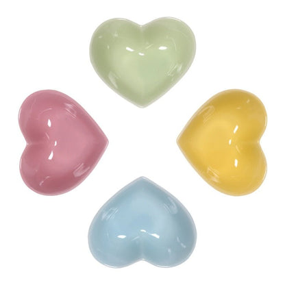 Cute Heart Shaped Snack or Trinket Dish - 4 Piece Set - High Street Cottage