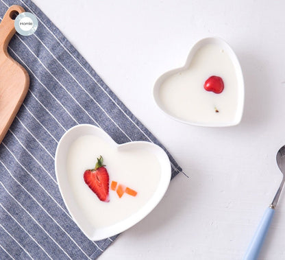 Cute Heart Shaped Snack or Trinket Dish - 4 Piece Set - High Street Cottage