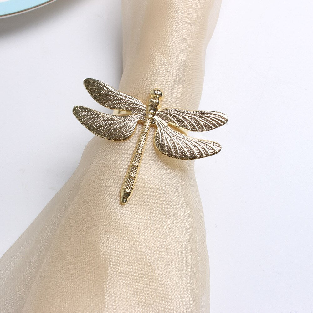 Dragonfly Napkin Rings - gold or silver - High Street Cottage