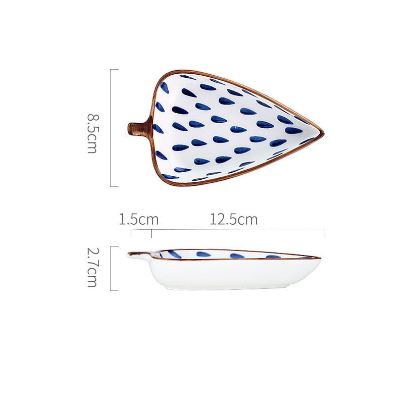 Hand Painted Ceramic Leaf Dishes With Wooden Tray - High Street Cottage