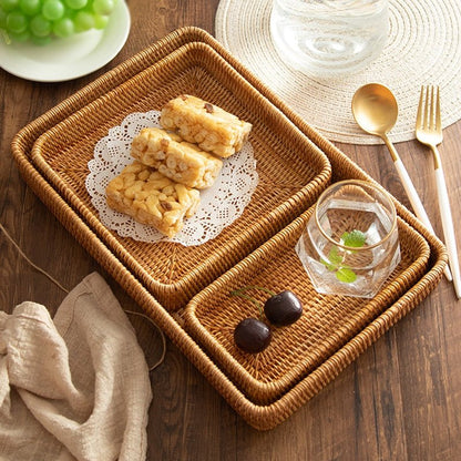 Handwoven Rattan Storage Trays - High Street Cottage