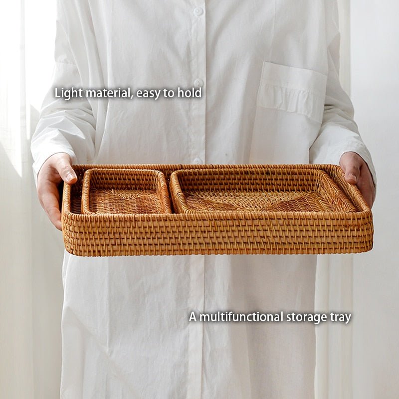 Handwoven Rattan Storage Trays - High Street Cottage