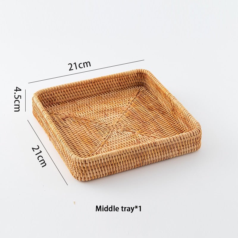 Handwoven Rattan Storage Trays - High Street Cottage