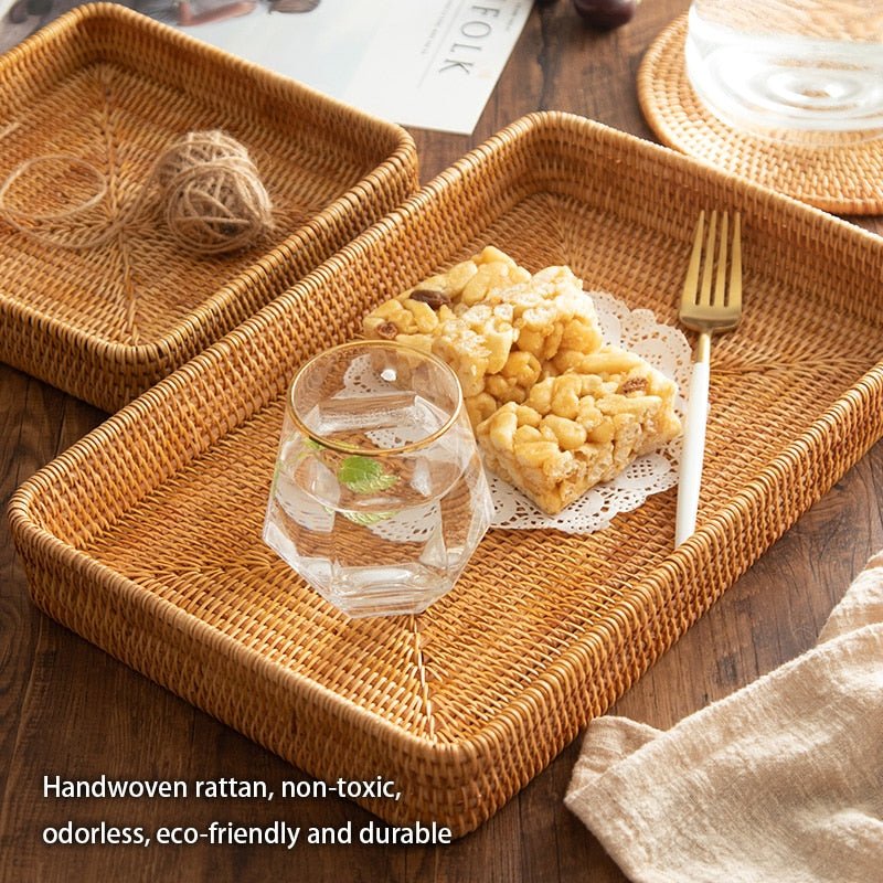 Handwoven Rattan Storage Trays - High Street Cottage