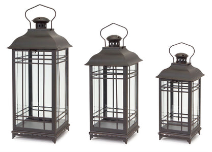 Metal Farmhouse Lanterns - Set of 3 in Four Colors - High Street Cottage