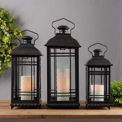 Metal Farmhouse Lanterns - Set of 3 in Four Colors - High Street Cottage