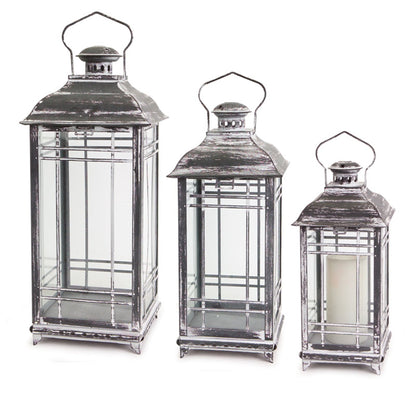 Metal Farmhouse Lanterns - Set of 3 in Four Colors - High Street Cottage